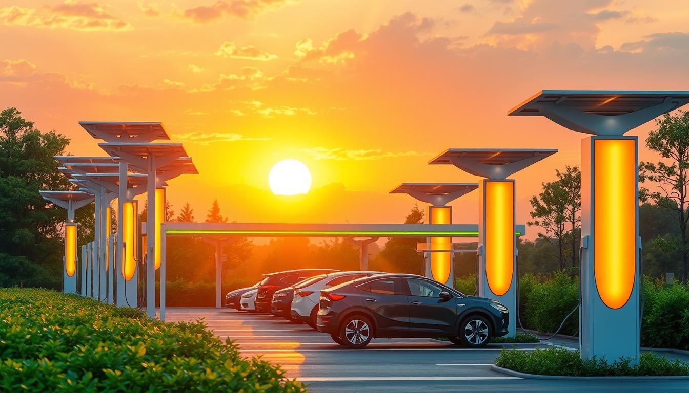 postes solares em terminais de carga